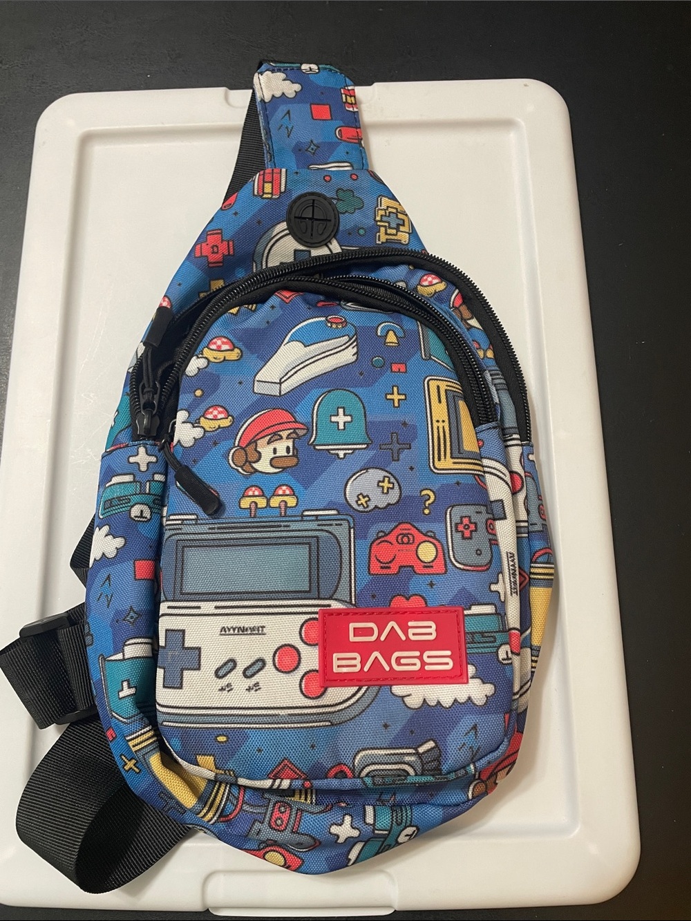 Dabs Blue Retro Gaming Sling Bag crossbody or shoulder bag w 2 compartments